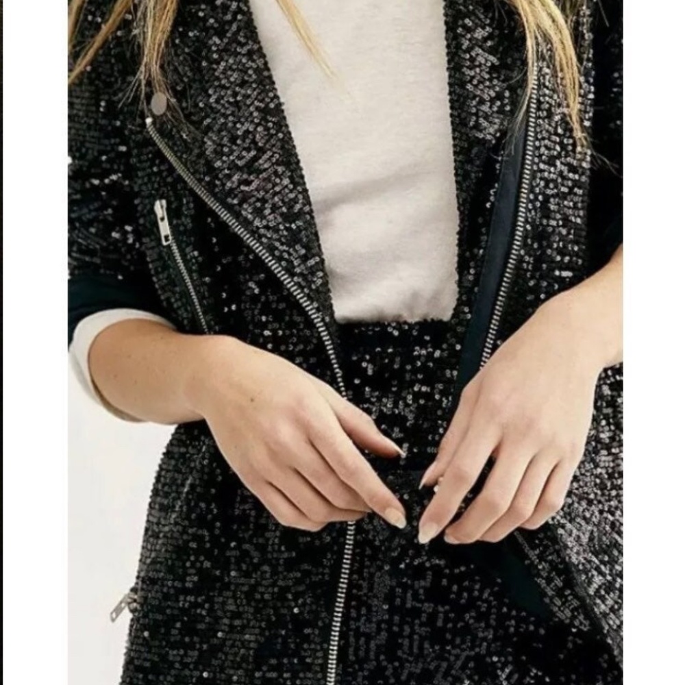 Free People Black Sequin Blazer